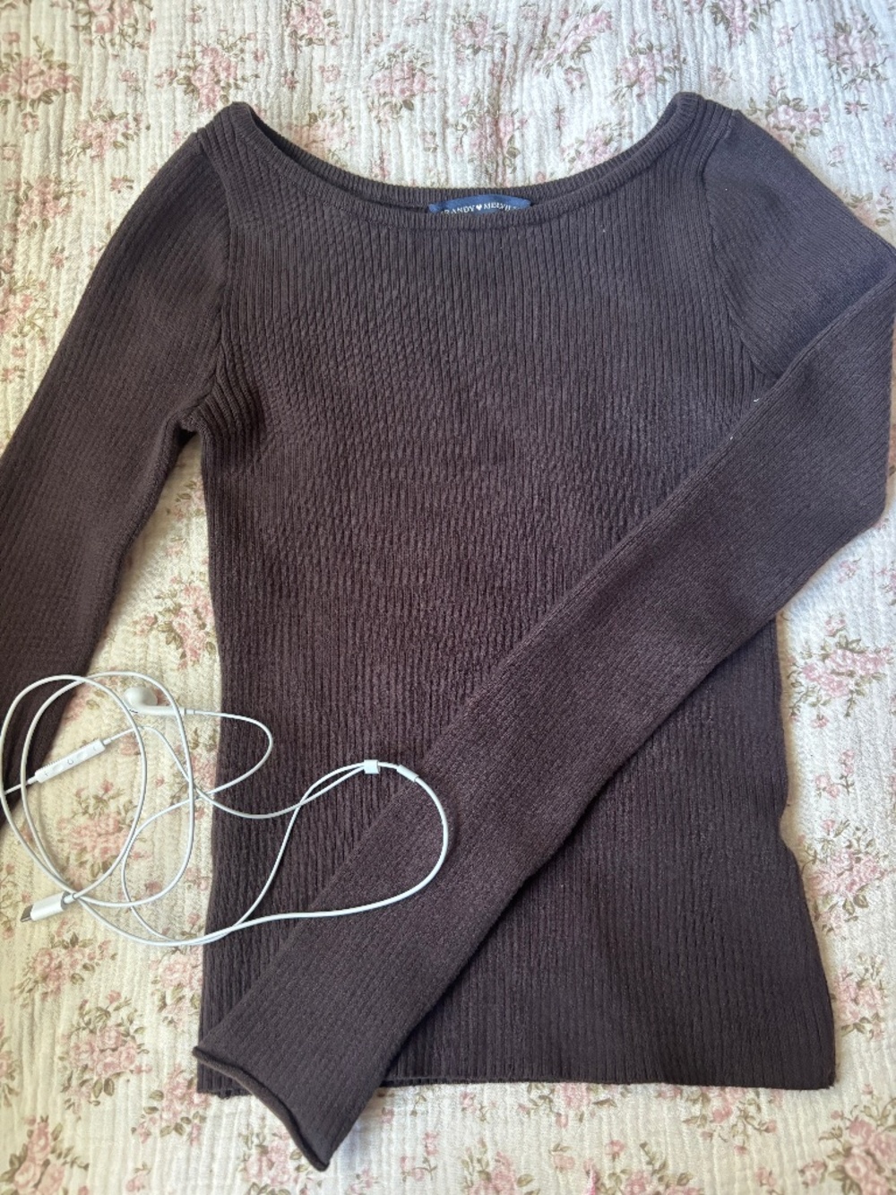 Brandy Melville Fall Rory Gilmore Brown Tight Fitted Cable Knit Sweater
